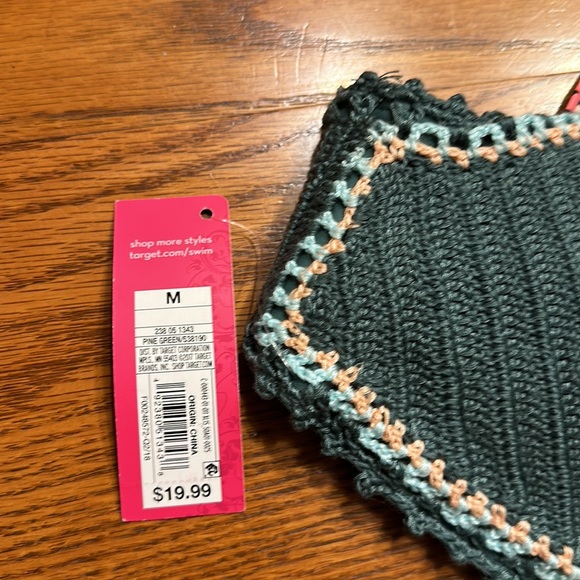 Xhilaration Green Crochet Bikini Top with Crisscross Strappy Back Medium - Picture 4 of 7